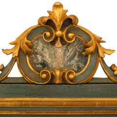 Pair Of Italian 19th Century Baroque St. Giltwood And Green Polychrome Mirrors