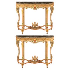 Paar italienische Wandhalterungen aus glasiertem Holz im Barockstil des 19. Jahrhunderts