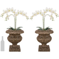 pair of Italian 19th century Breccia Grey marble urns