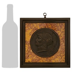 pair of Italian 19th century Bronze and Marble plaques of Mars and Minerva