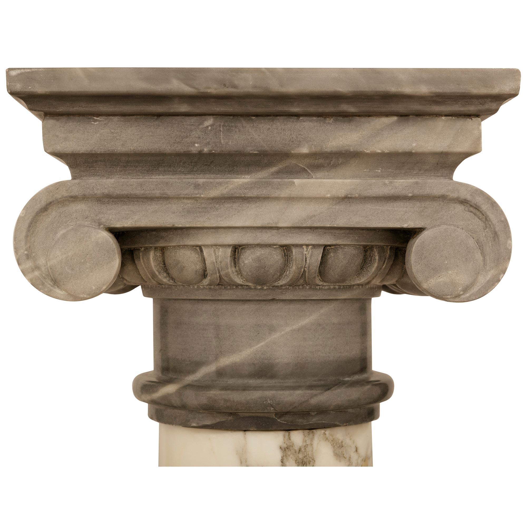 19th Century pair of Italian 19th century Calacatta and Gris St Anne marble pedestals/columns For Sale