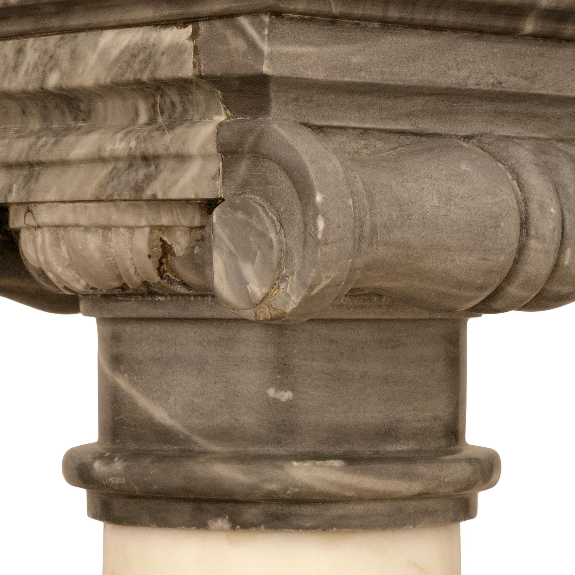 Marble pair of Italian 19th century Calacatta and Gris St Anne marble pedestals/columns For Sale