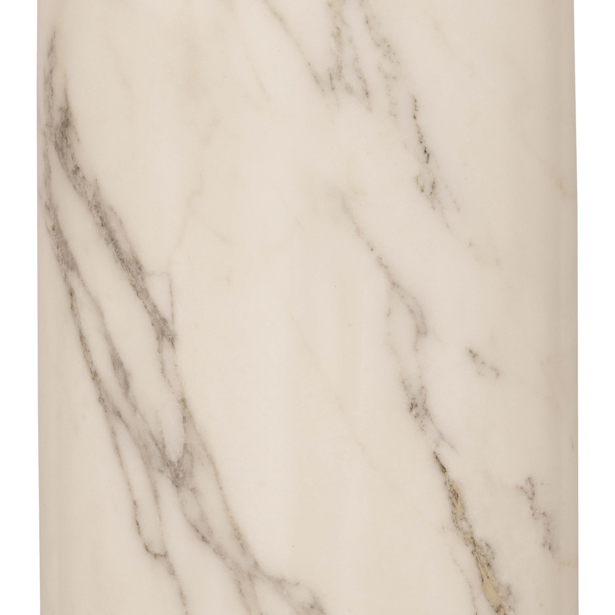 pair of Italian 19th century Calacatta and Gris St Anne marble pedestals/columns For Sale 1