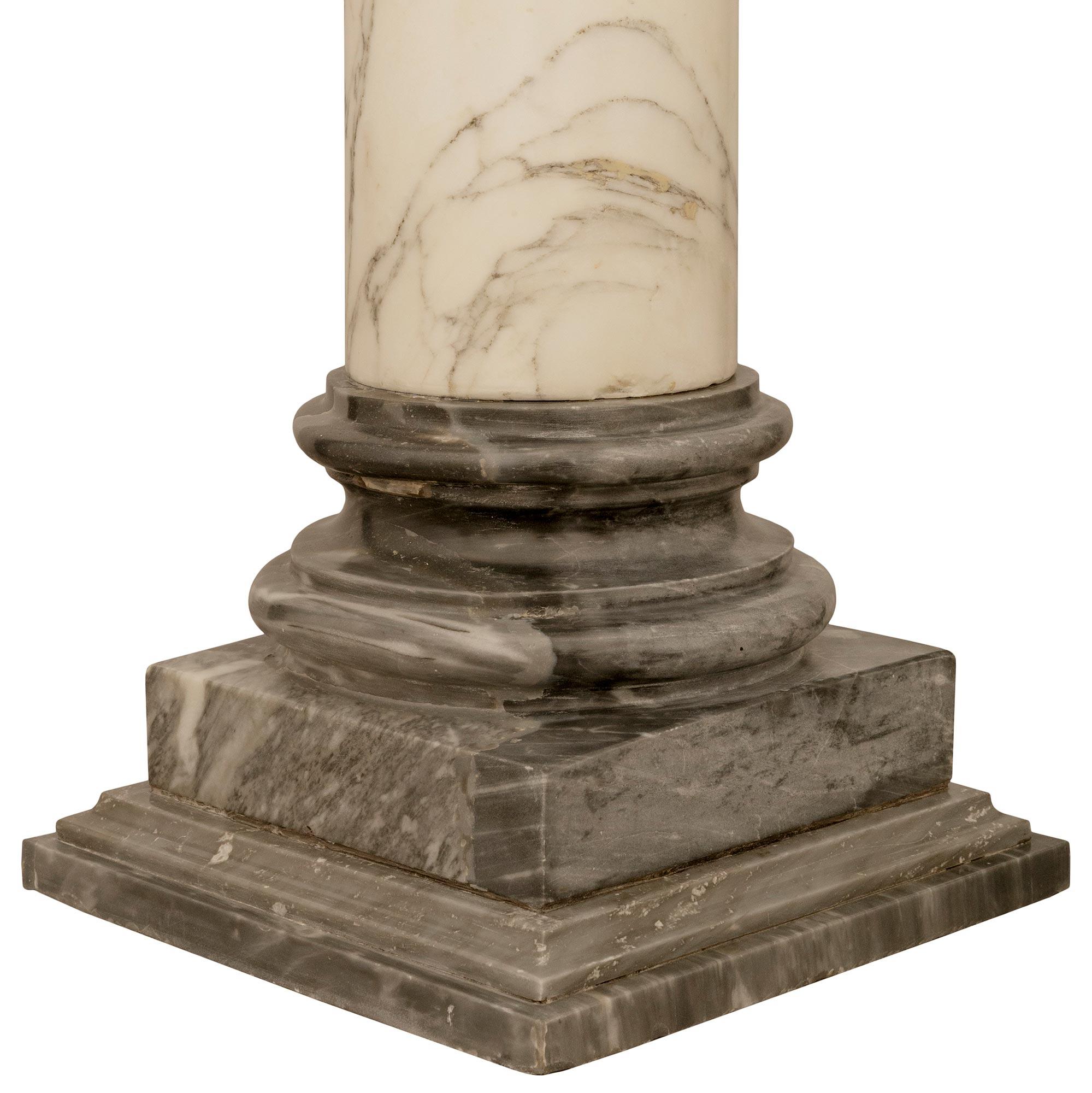 pair of Italian 19th century Calacatta and Gris St Anne marble pedestals/columns For Sale 2
