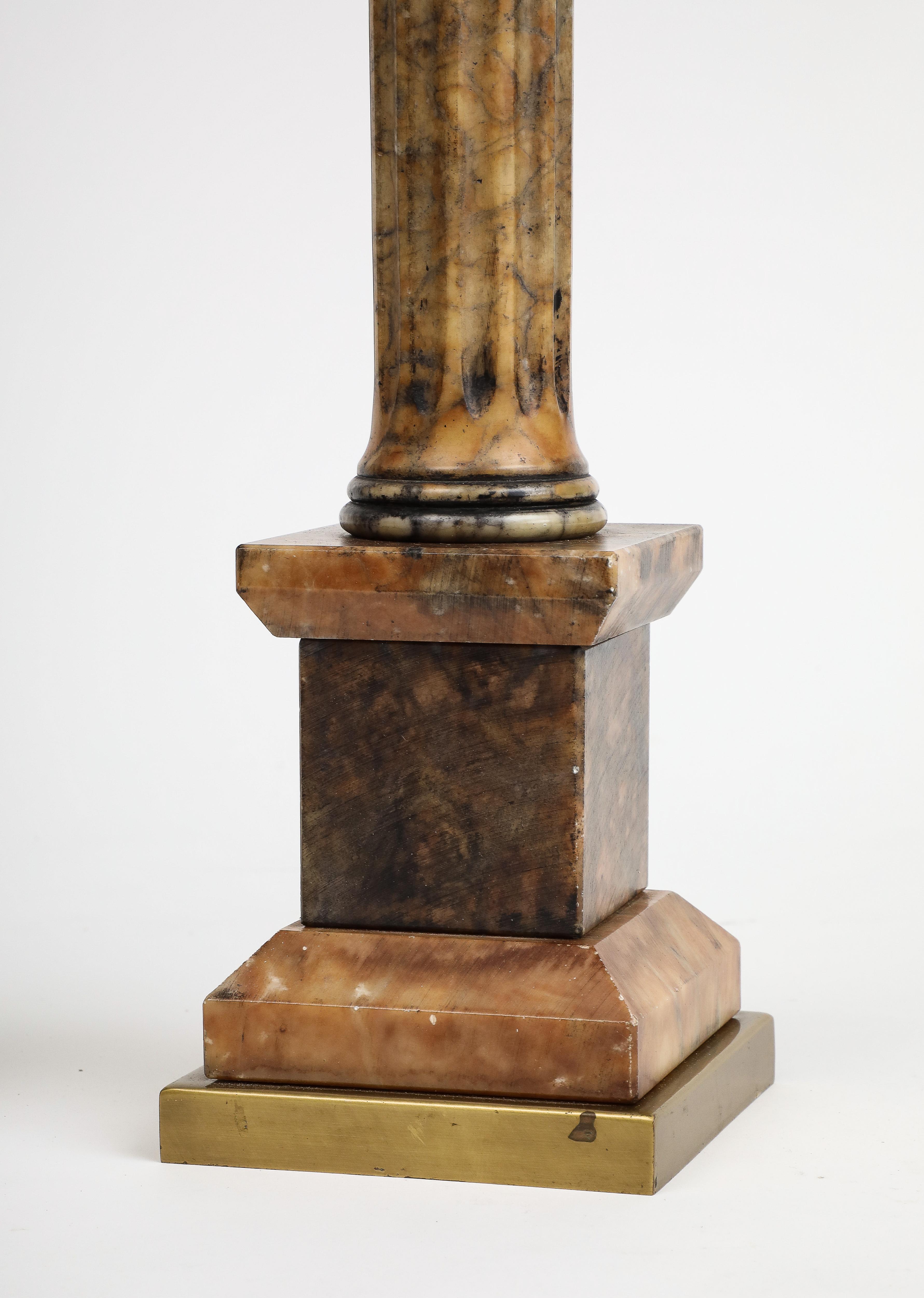 Pair of Italian 19th Century Carved Marble Column Table Lamps 10