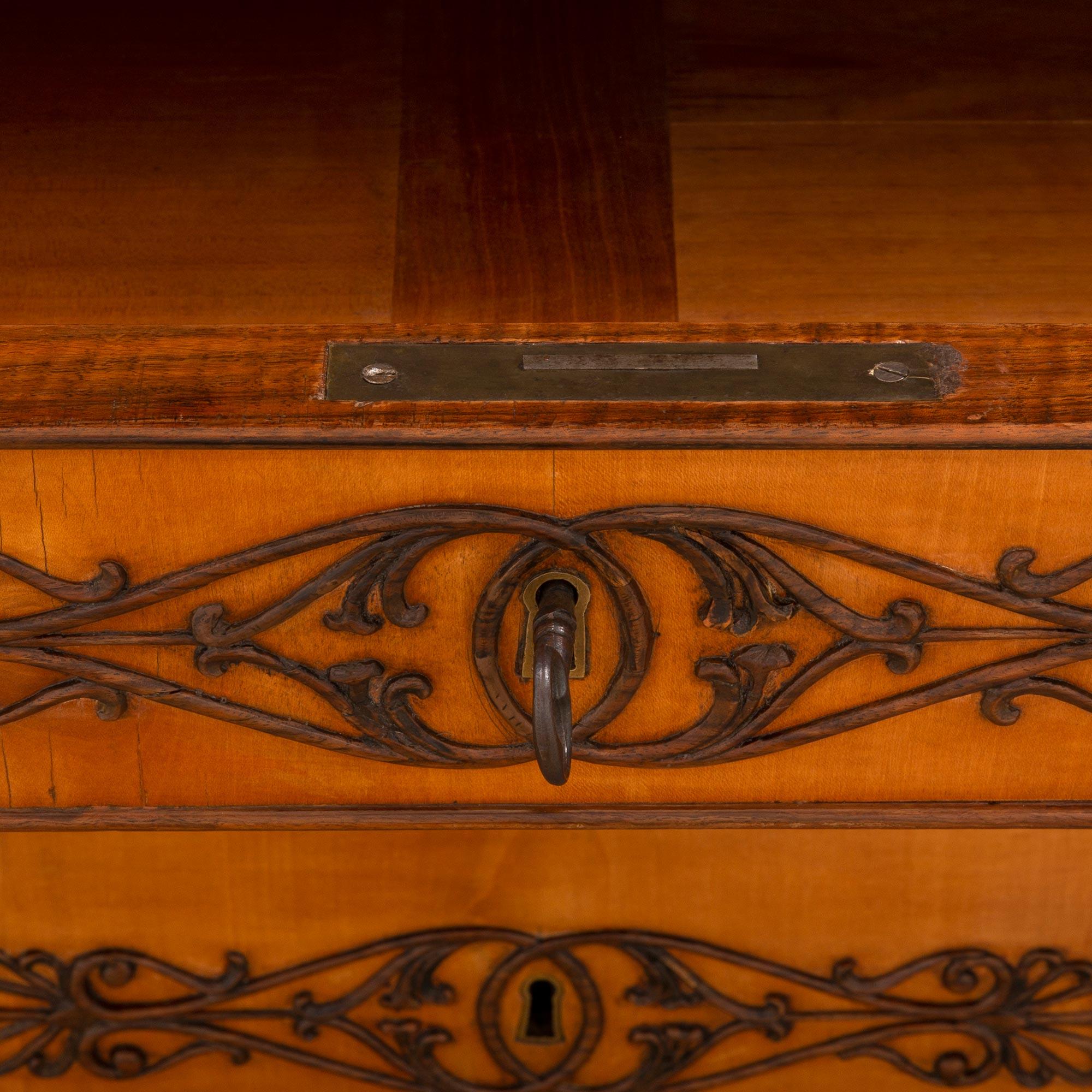 Pair of Italian 19th Century Charles X Period Cherrywood and Marble Commodes For Sale 7