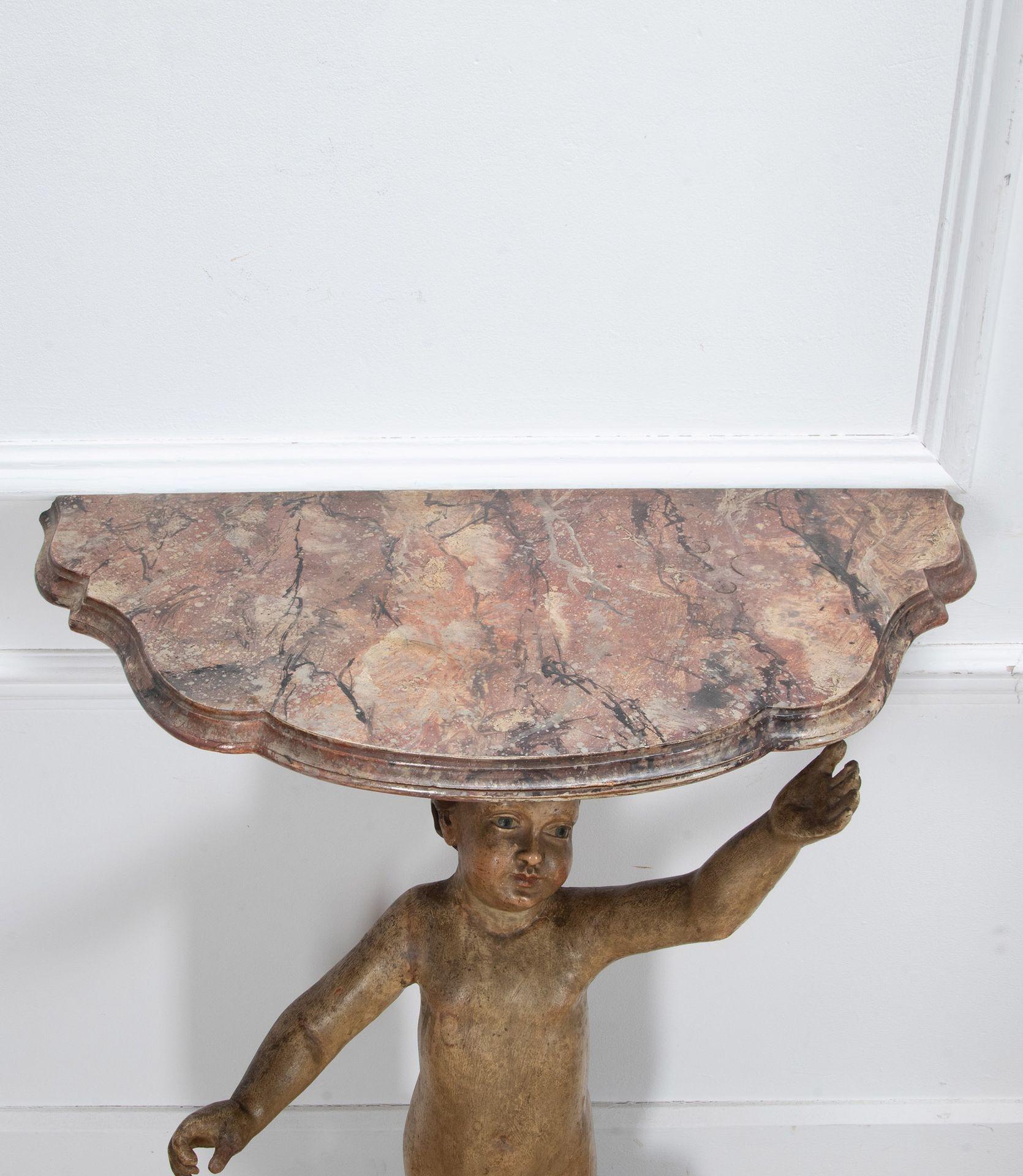 Pair of Italian 19th Century Cherub Console Tables For Sale 2