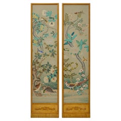 Paire de panneaux italiens de style chinoiserie du XIXe siècle, peints à la tempera sur toile, par
