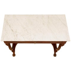 Pair of Italian 19th Century Consoles in Flamed Crouch Mahogany