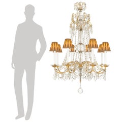 Pair of Italian 19th century Crystal and Gilt Metal chandeliers