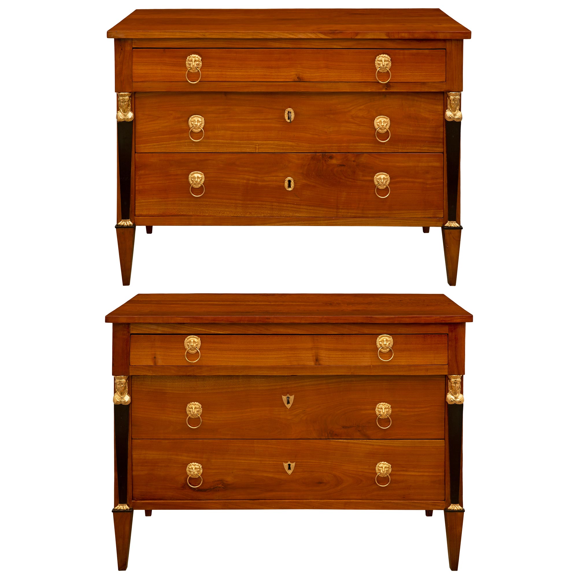 Pair of Italian 19th Century Empire St. Cherrywood Commodes For Sale