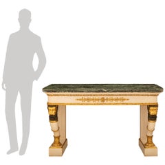 pair of Italian 19th century Empire st. Marble, Wood, Giltwood consoles