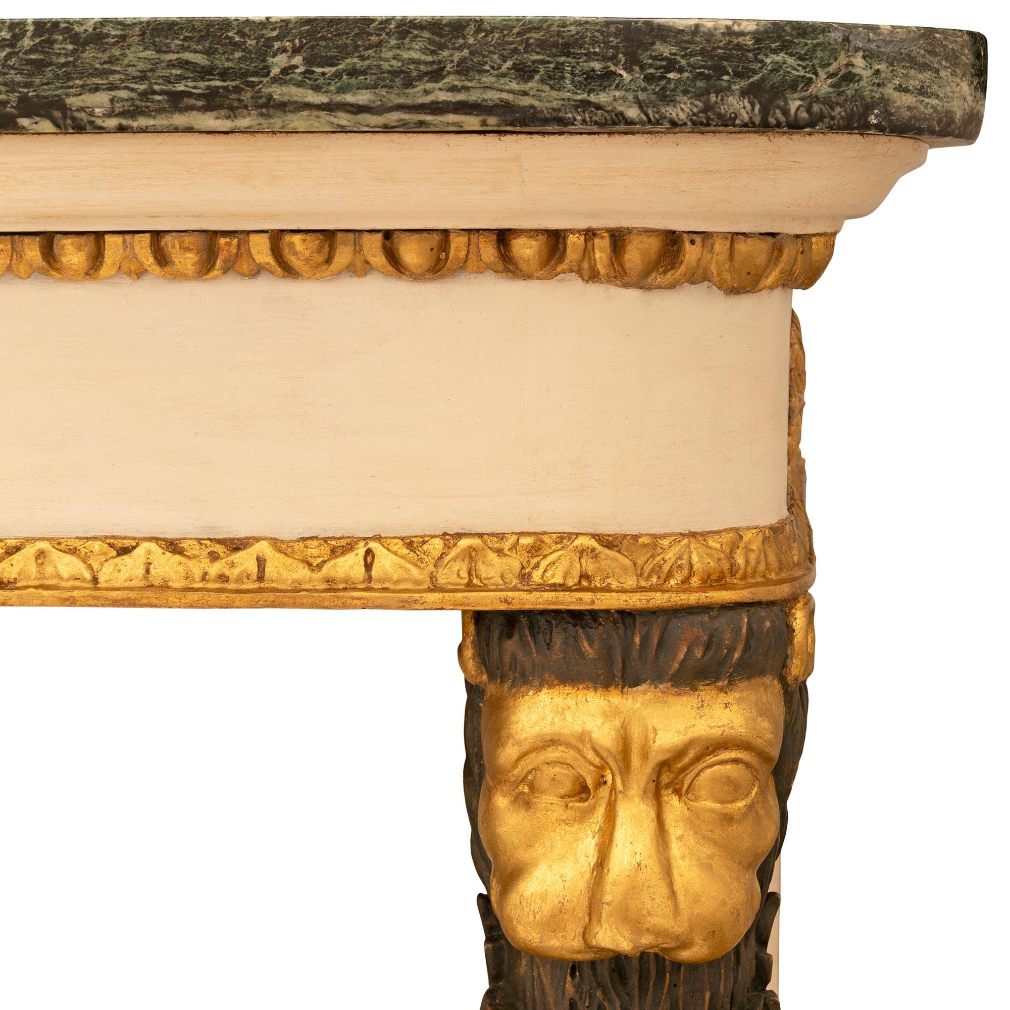 Paar italienische Empire-Konsolen des 19. Jahrhunderts aus Marmor, Holz und Giltwood im Angebot 2