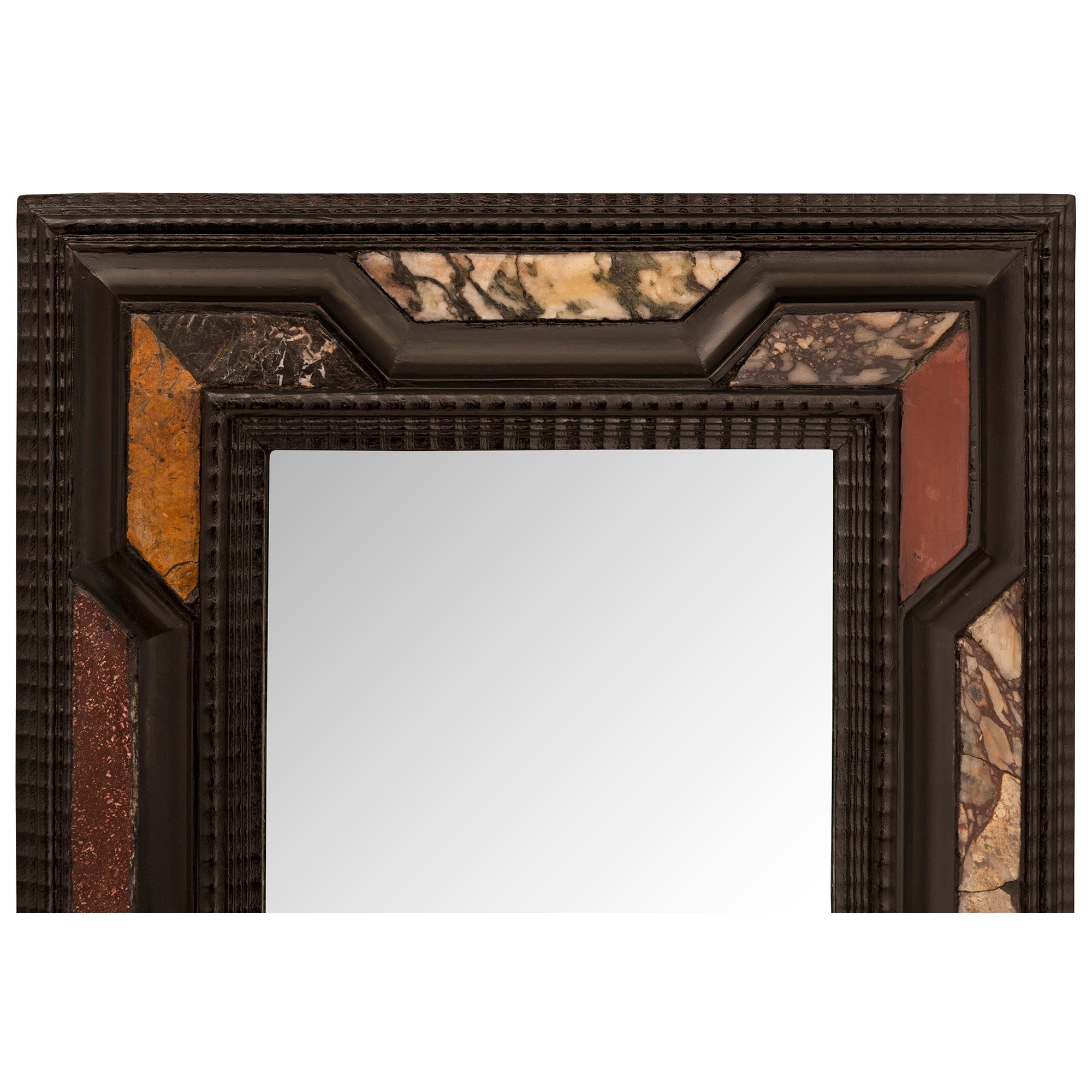 Pair Of Italian 19th Century Florentine St. Ebonized Fruitwood And Marble Mirror For Sale 1