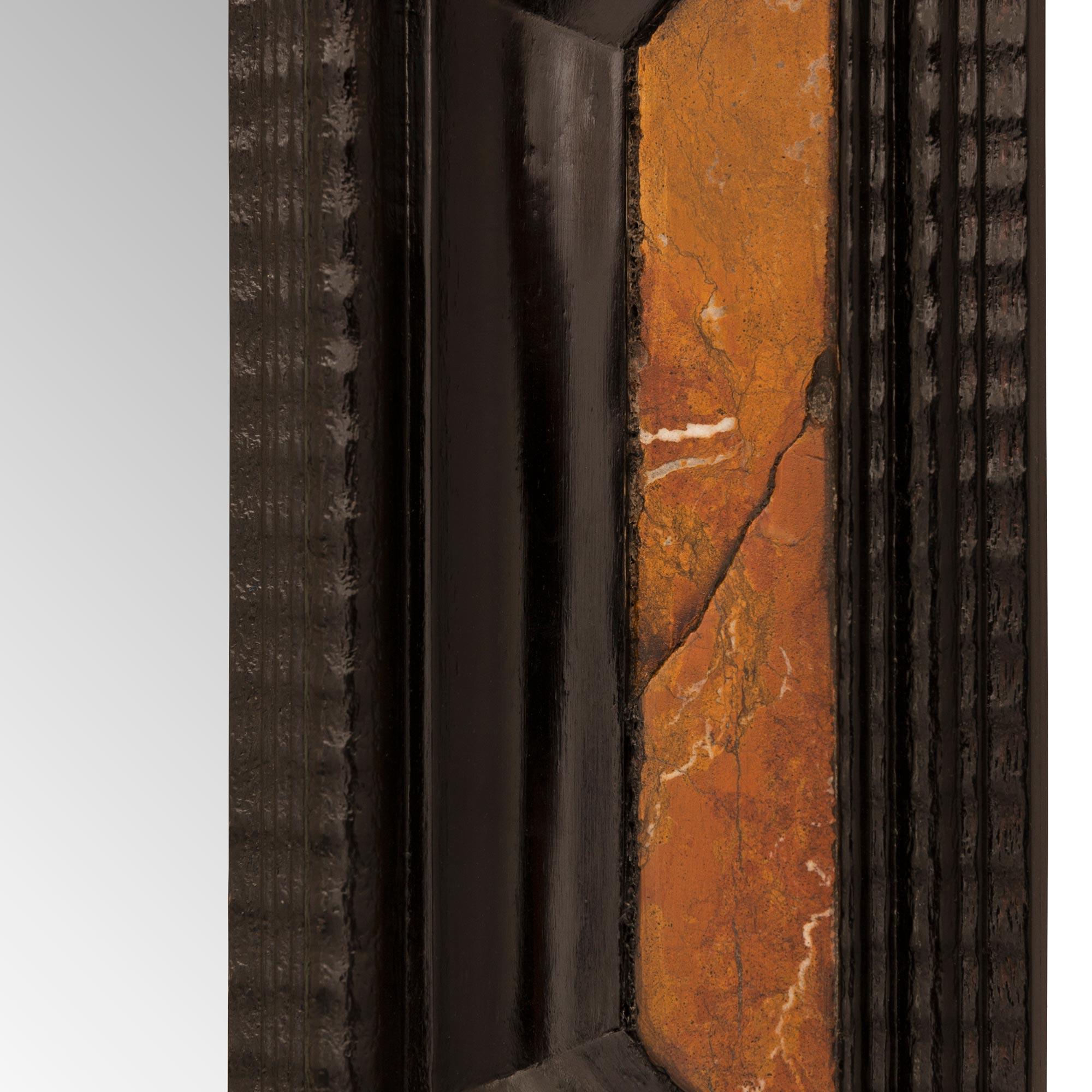 Pair Of Italian 19th Century Florentine St. Ebonized Fruitwood And Marble Mirror For Sale 3