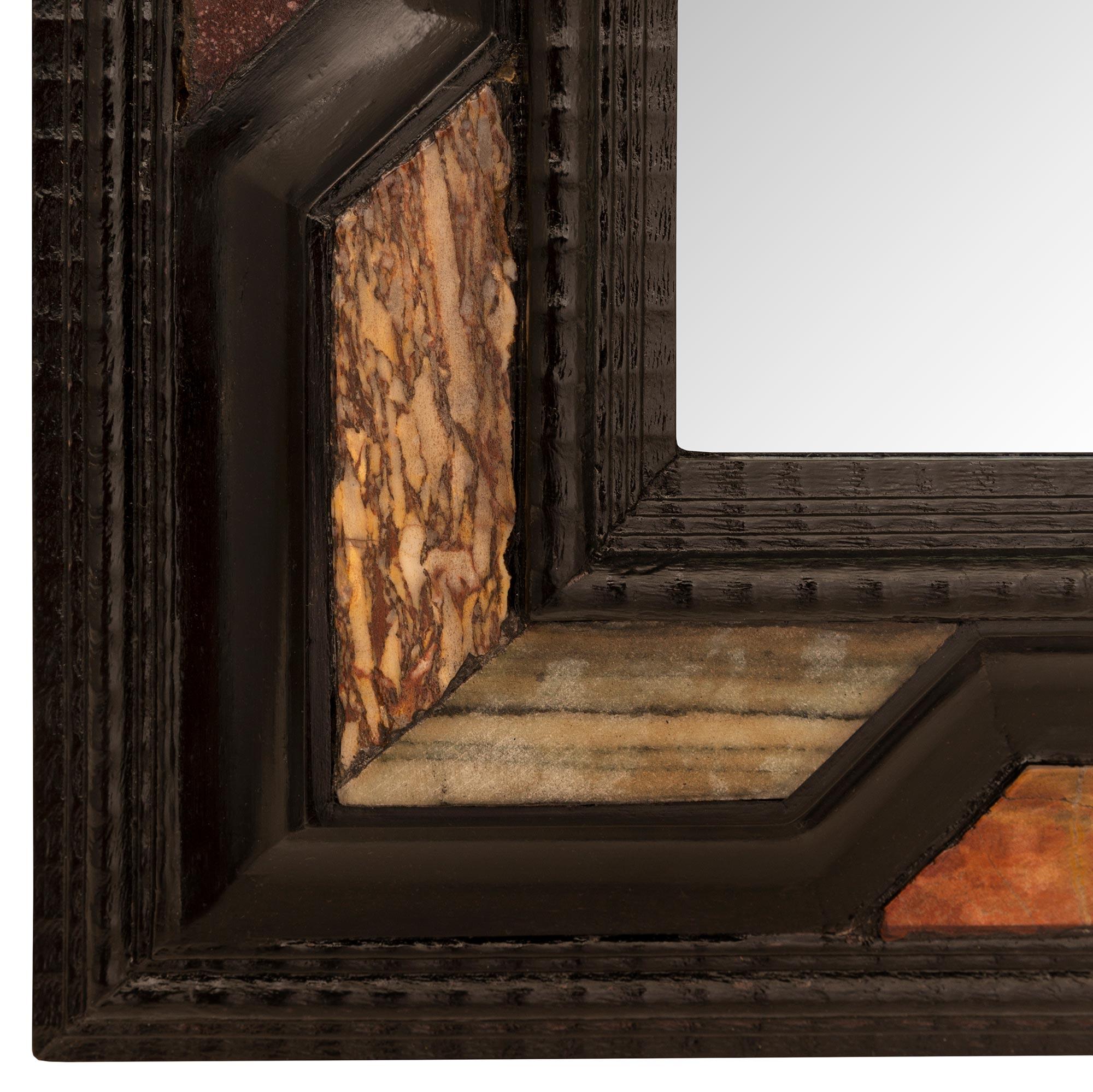 Pair Of Italian 19th Century Florentine St. Ebonized Fruitwood And Marble Mirror For Sale 4