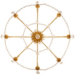 Pair of Italian 19th Century Genovese St. Giltwood and Crystal Chandeliers