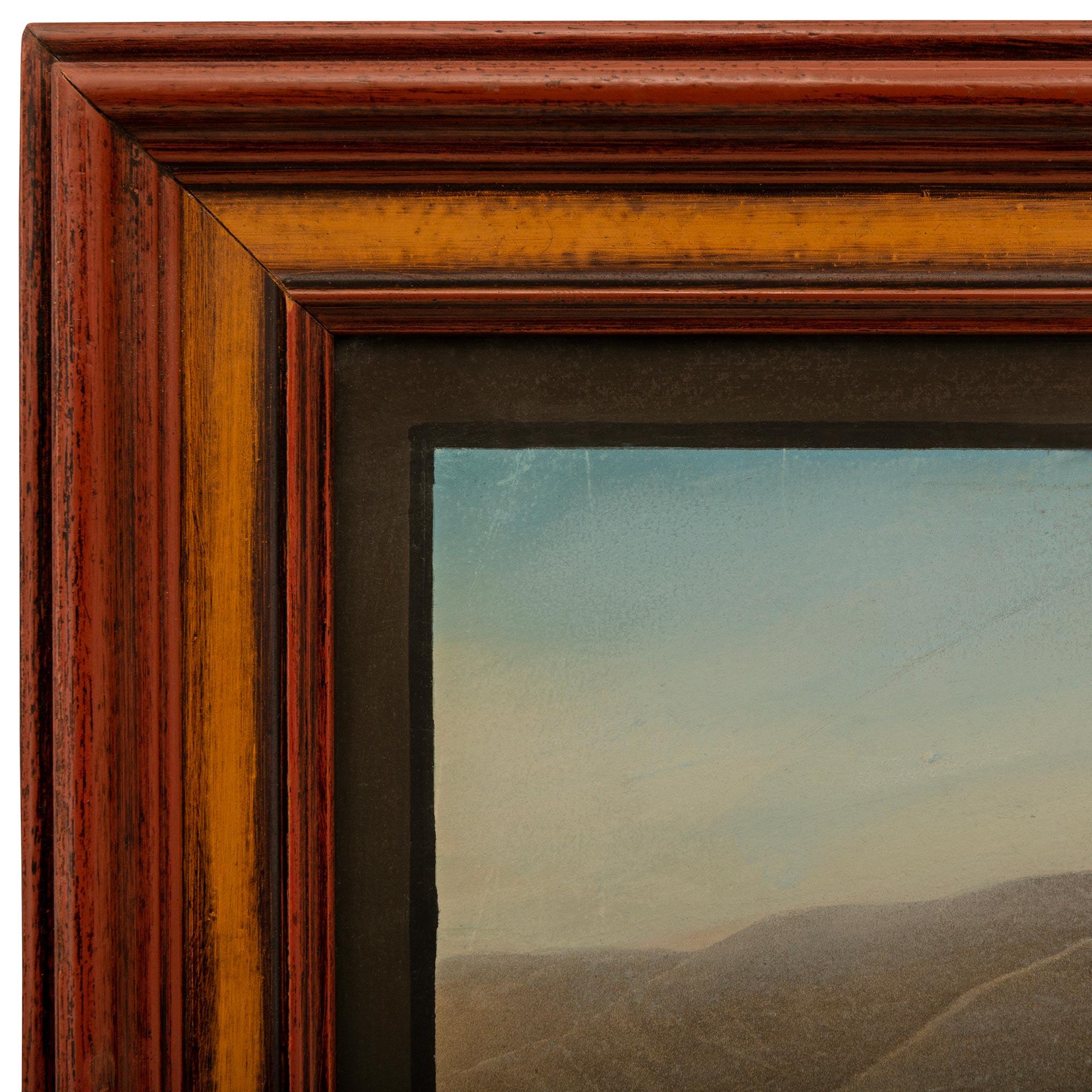 Coppia di Gouaches con cornice in legno dorato e legno patinato dell'Ottocento italiano In condizioni buone in vendita a West Palm Beach, FL
