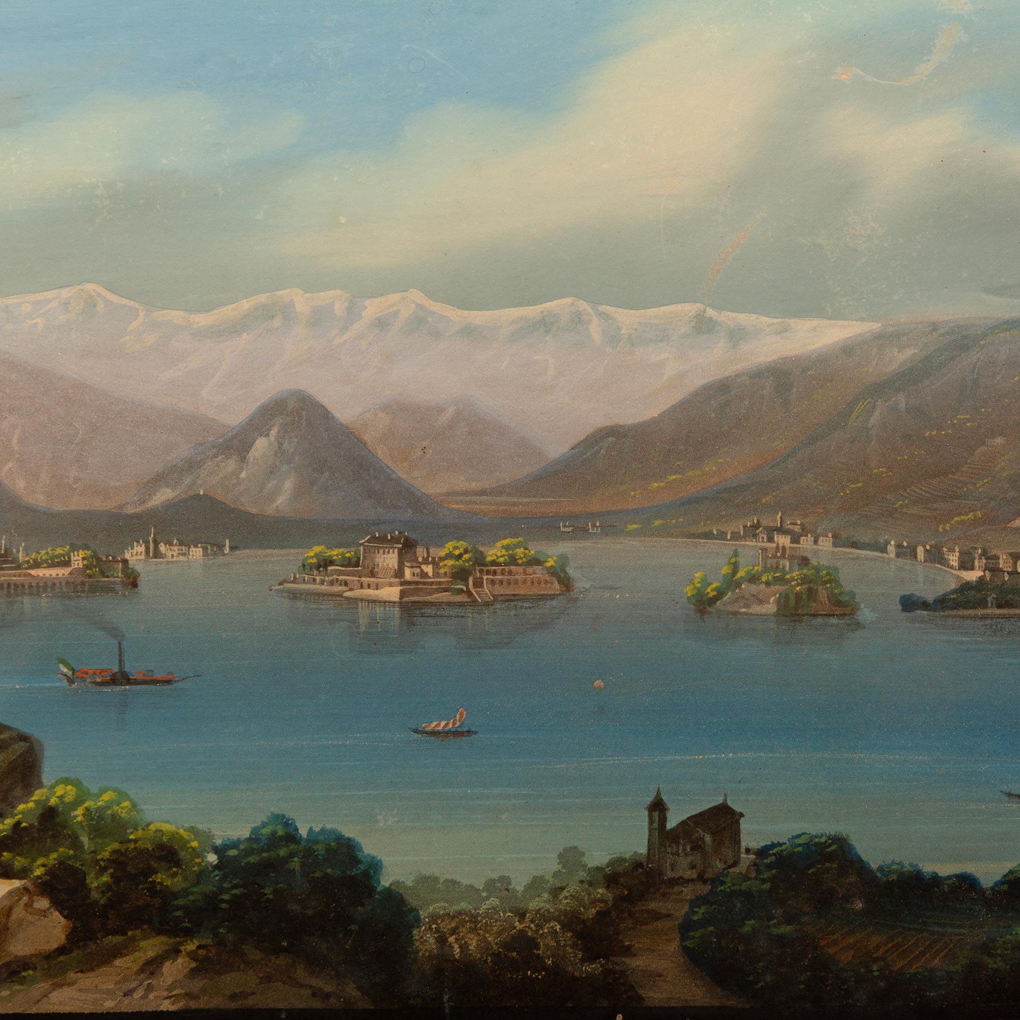 XIX secolo Coppia di Gouaches con cornice in legno dorato e legno patinato dell'Ottocento italiano in vendita