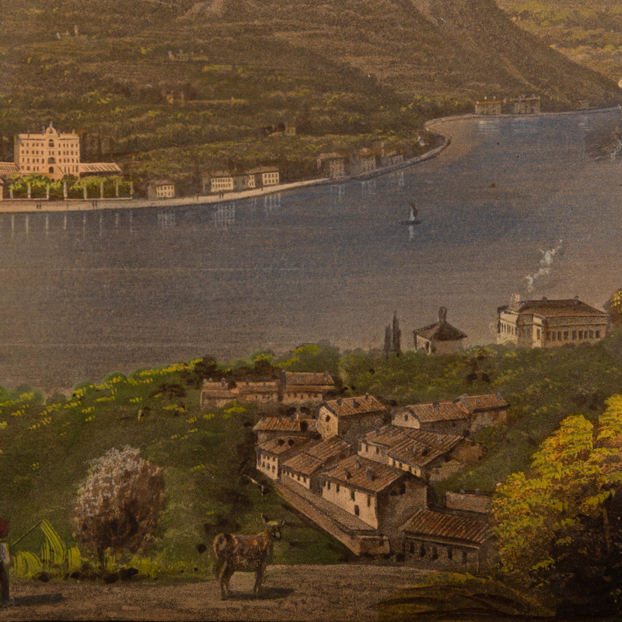 Coppia di Gouaches con cornice in legno dorato e legno patinato dell'Ottocento italiano in vendita 1