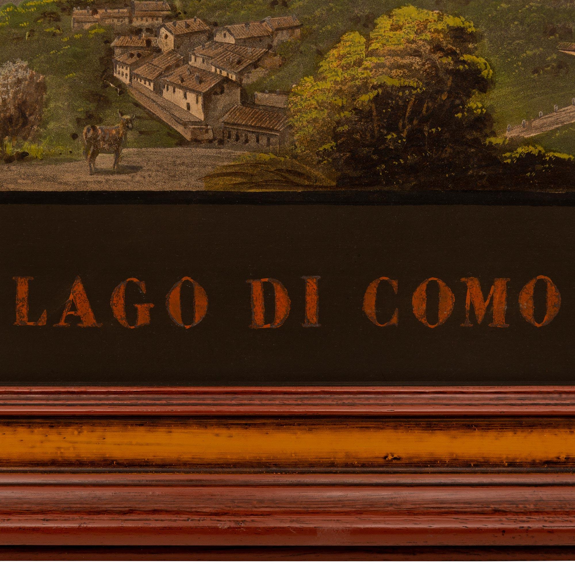 Coppia di Gouaches con cornice in legno dorato e legno patinato dell'Ottocento italiano in vendita 2