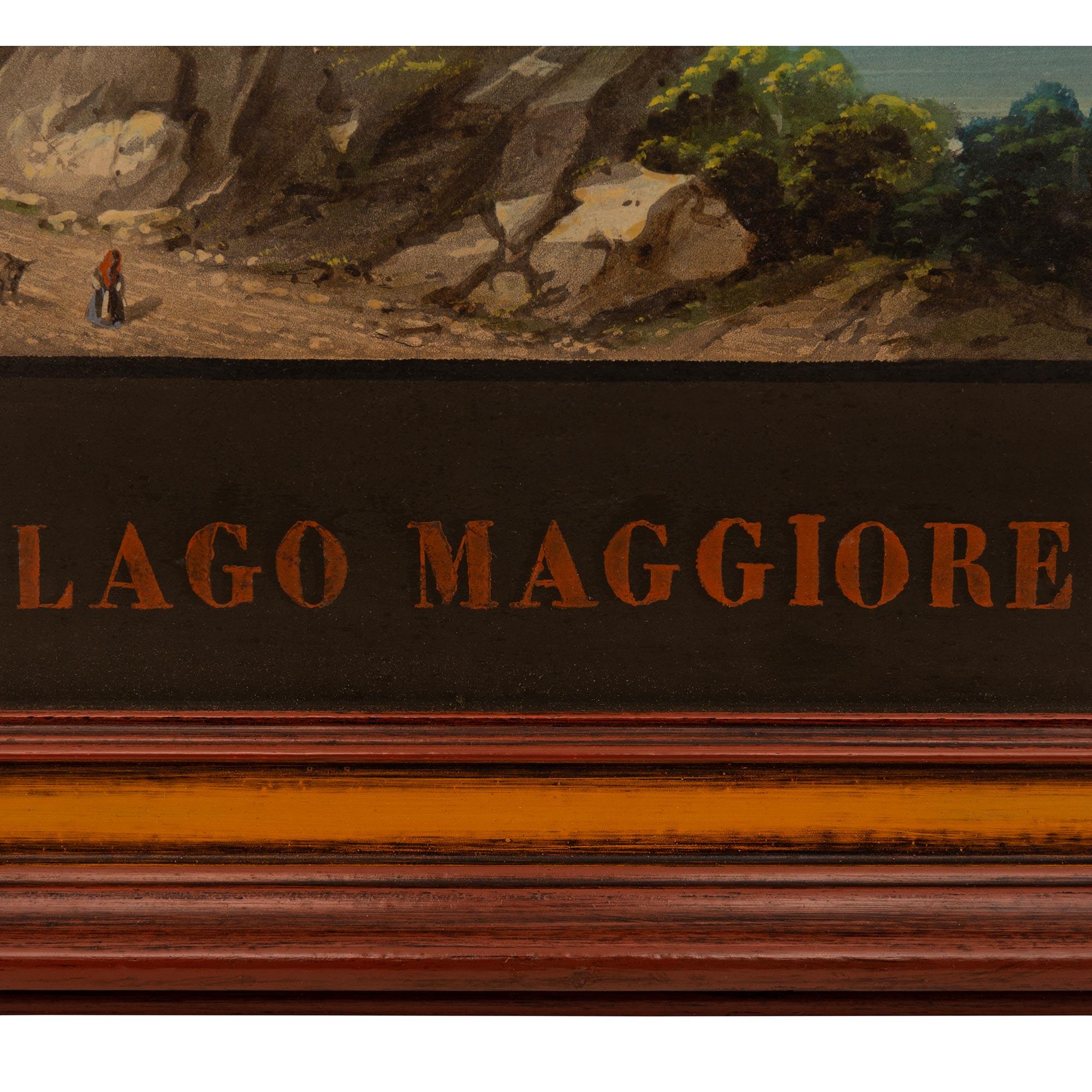 Coppia di Gouaches con cornice in legno dorato e legno patinato dell'Ottocento italiano in vendita 3