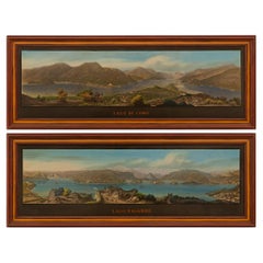 Pair of Italian 19th century Giltwood and Patinated Wood framed Gouaches