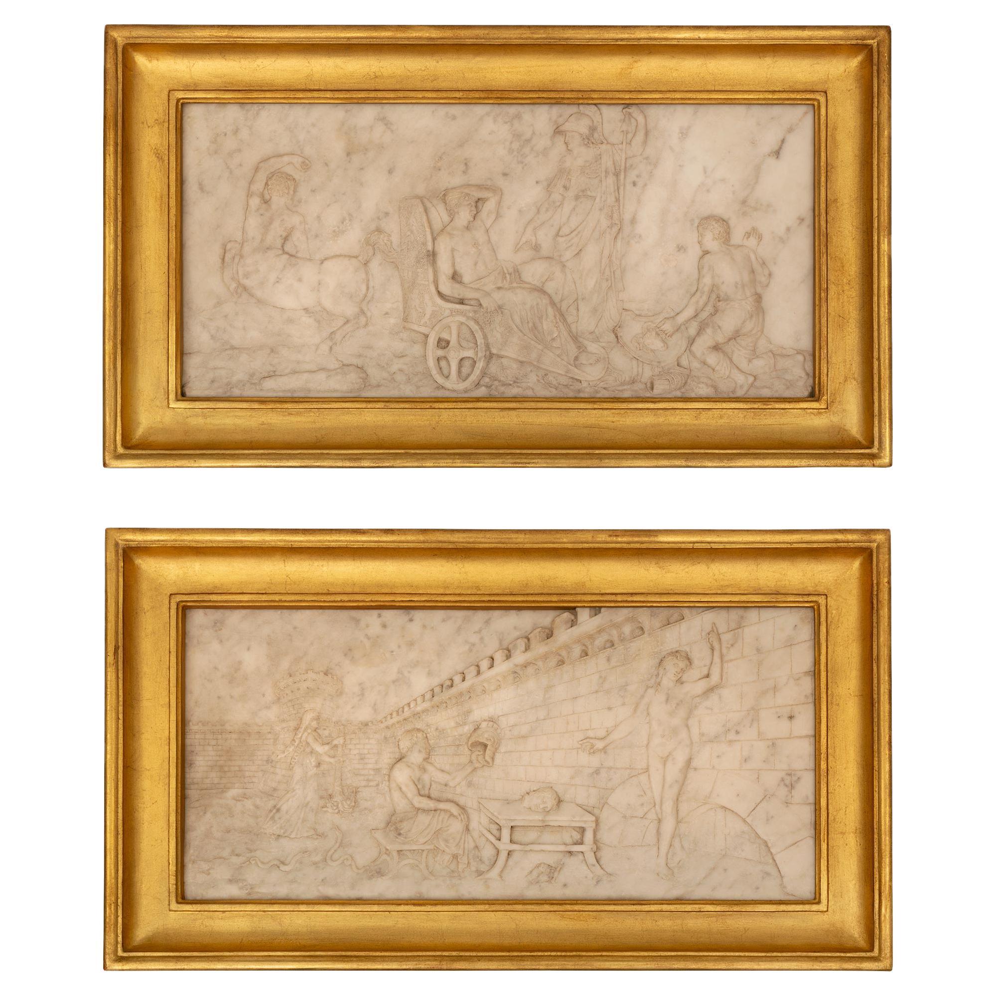 Italian 19th Century White Carrara Marble Decorative Wall Plaque of a ...