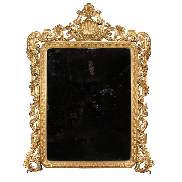 Pair of Italian 19th Century Giltwood Mirrors For Sale at 1stDibs