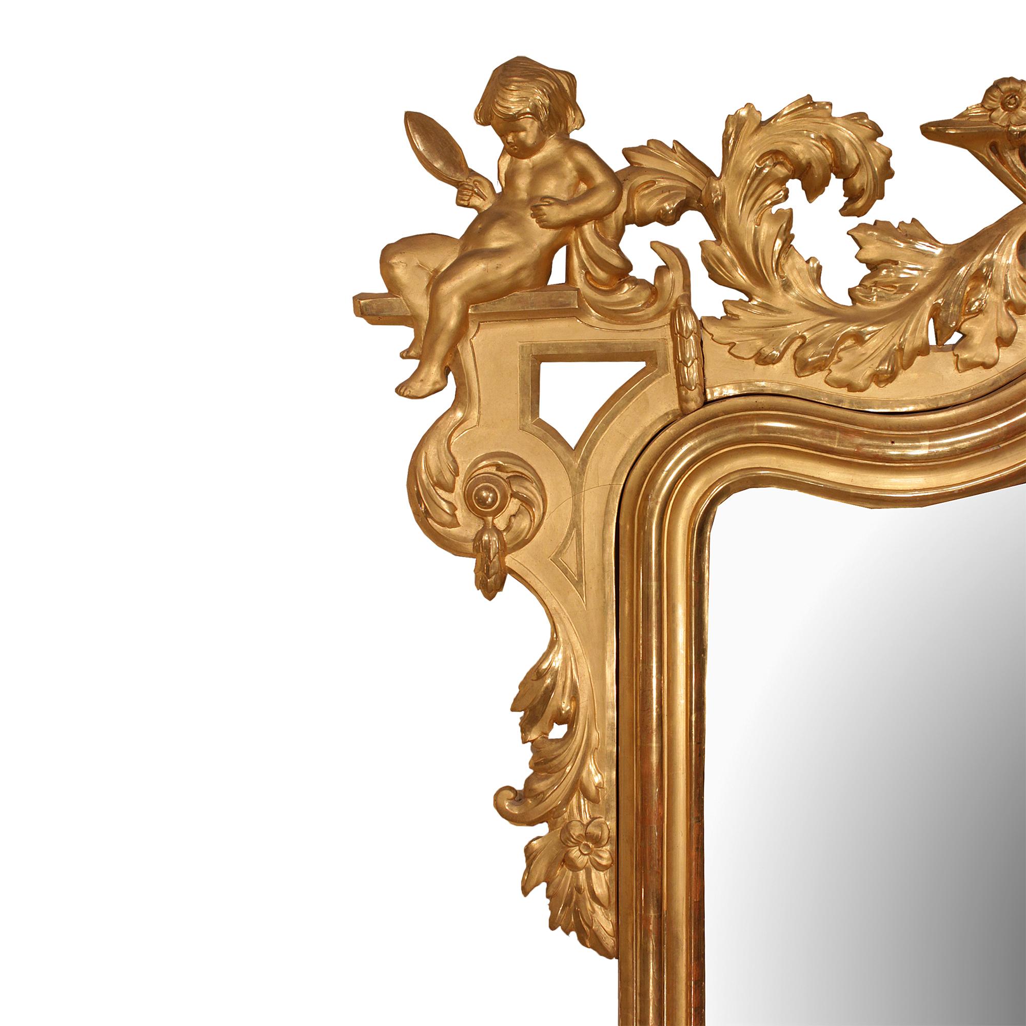 Pair of Italian 19th Century Giltwood Mirrors In Good Condition For Sale In West Palm Beach, FL