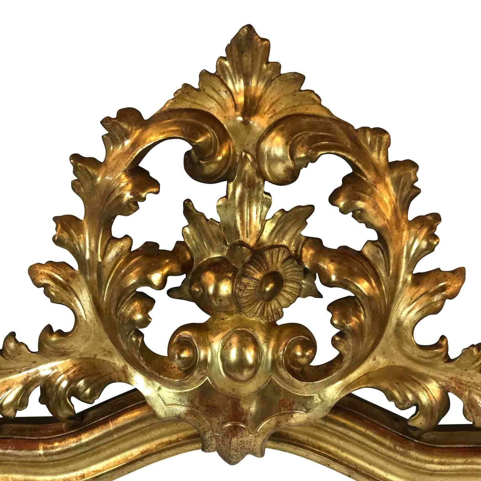 Pair of Italian Giltwood Mirrors 19th Century Neapolitan Louis Philippe Carving 3