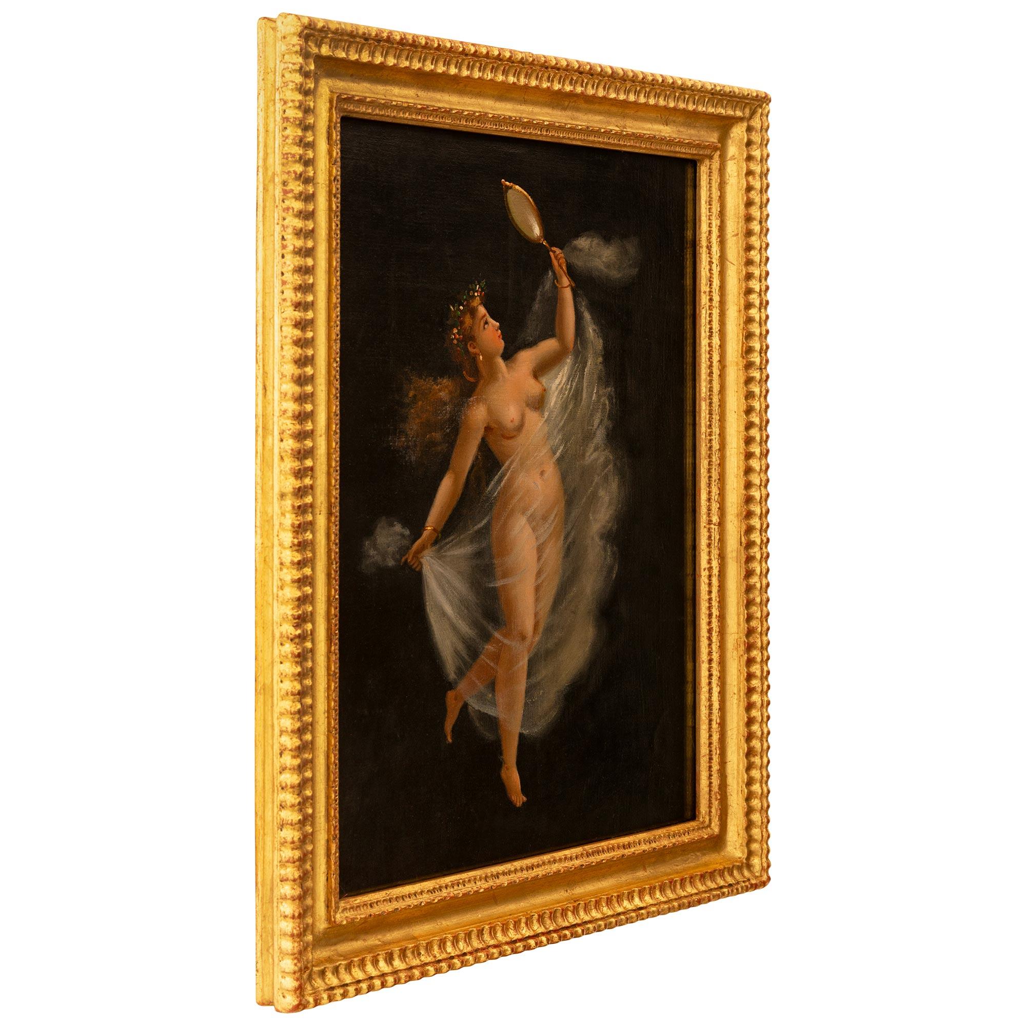 pair of Italian 19th century Gouache and Giltwood paintings In Good Condition For Sale In West Palm Beach, FL