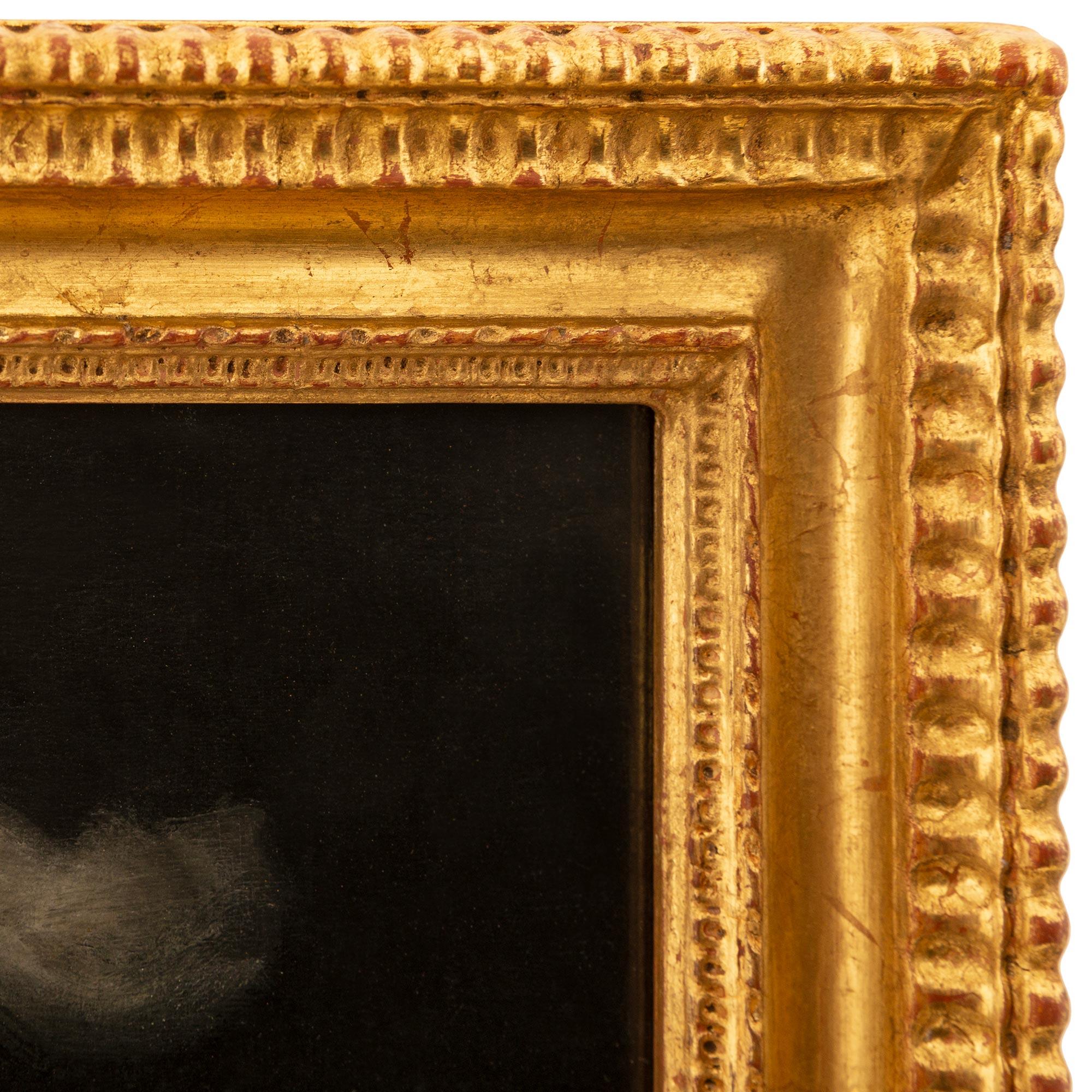 19th Century pair of Italian 19th century Gouache and Giltwood paintings For Sale