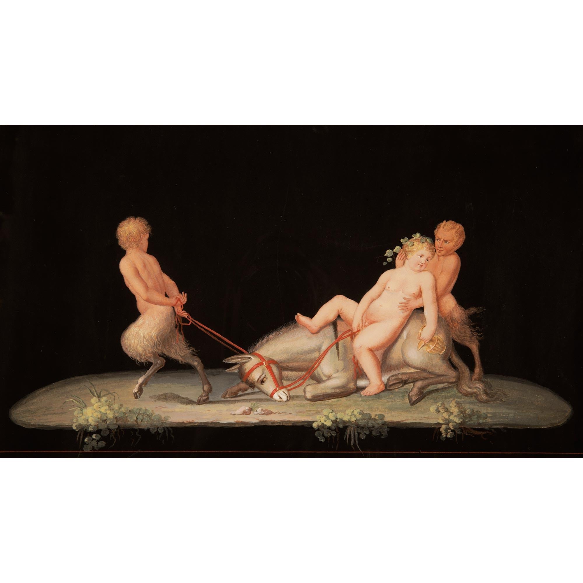 Canvas Pair of Italian 19th Century Gouaches, in the Manner of Michelangelo Maestri For Sale