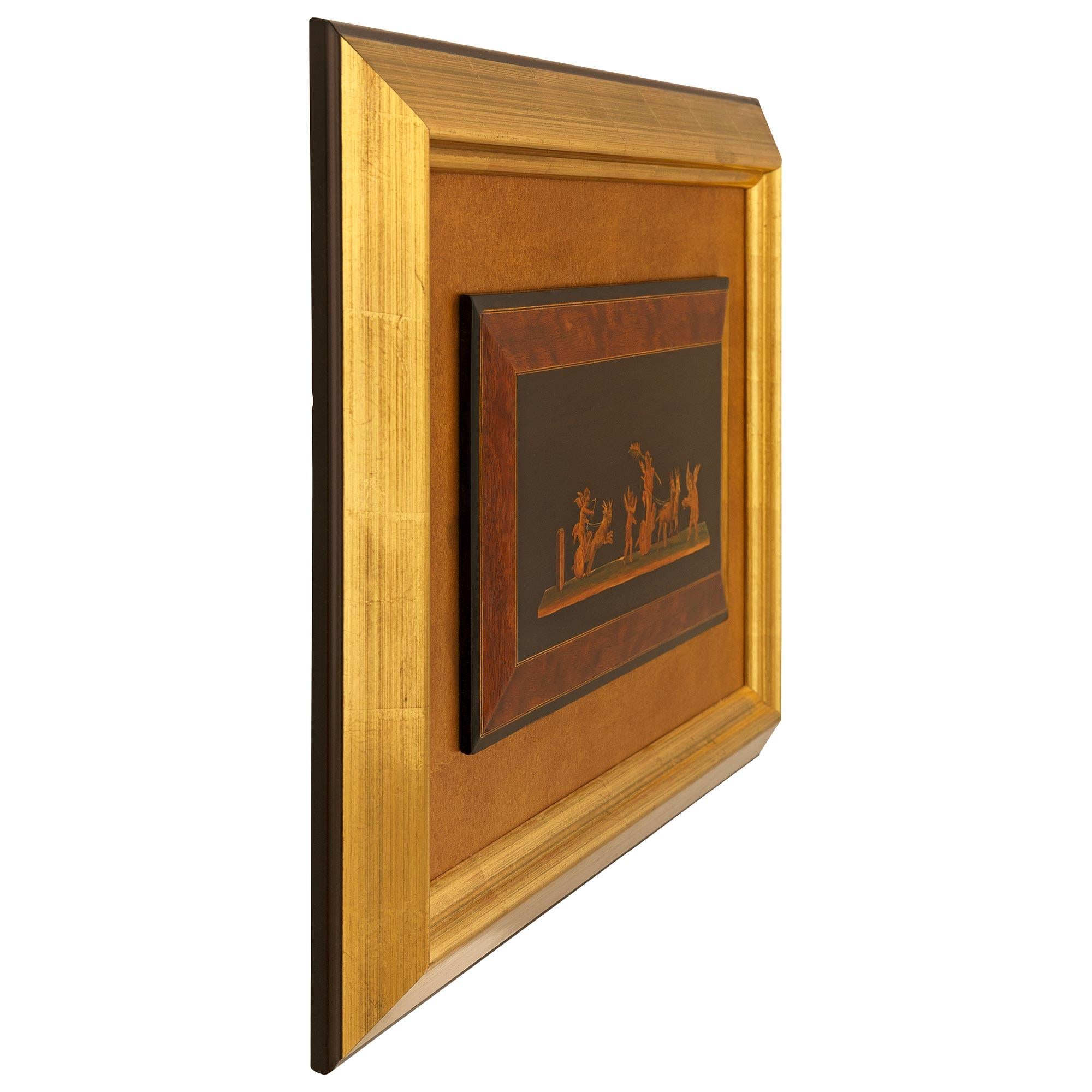 Paar italienische Plaketten aus Giltholz und Holz aus der Grand-Tour-Periode des 19. (Grand Tour) im Angebot