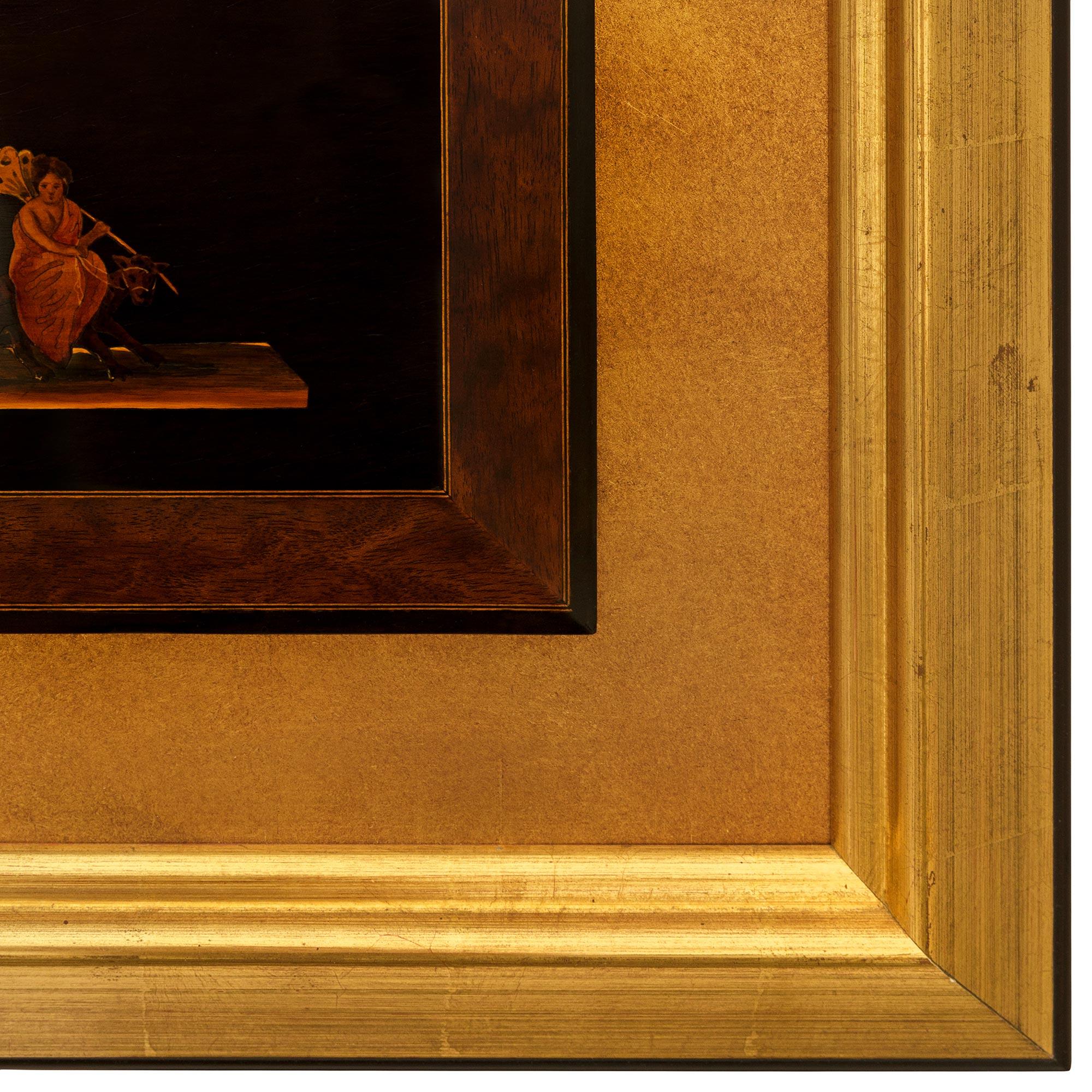 Paar italienische Plaketten aus Giltholz und Holz aus der Grand-Tour-Periode des 19. im Angebot 1