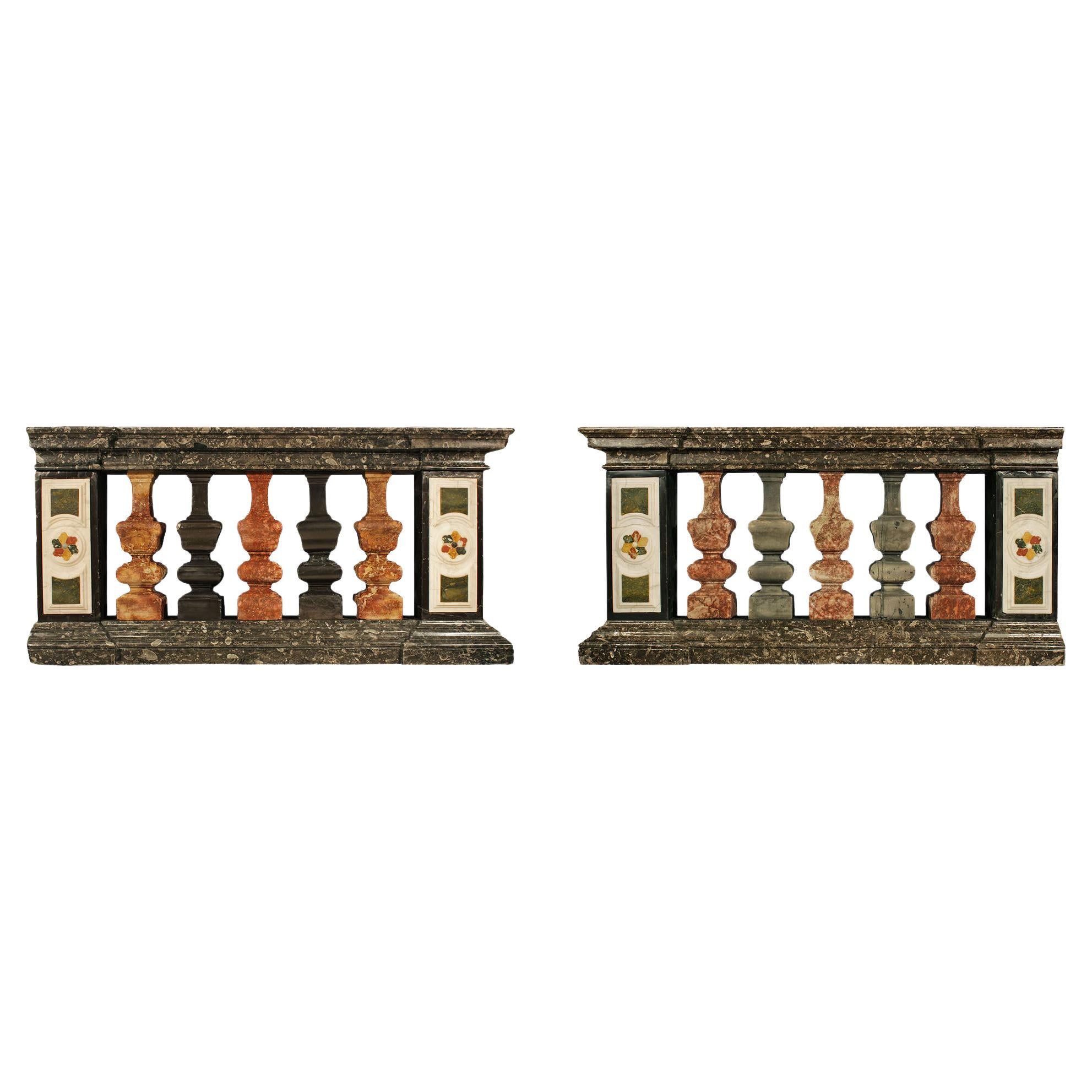 Pair of Italian 19th Century Louis XIV Style Marble Balustrades