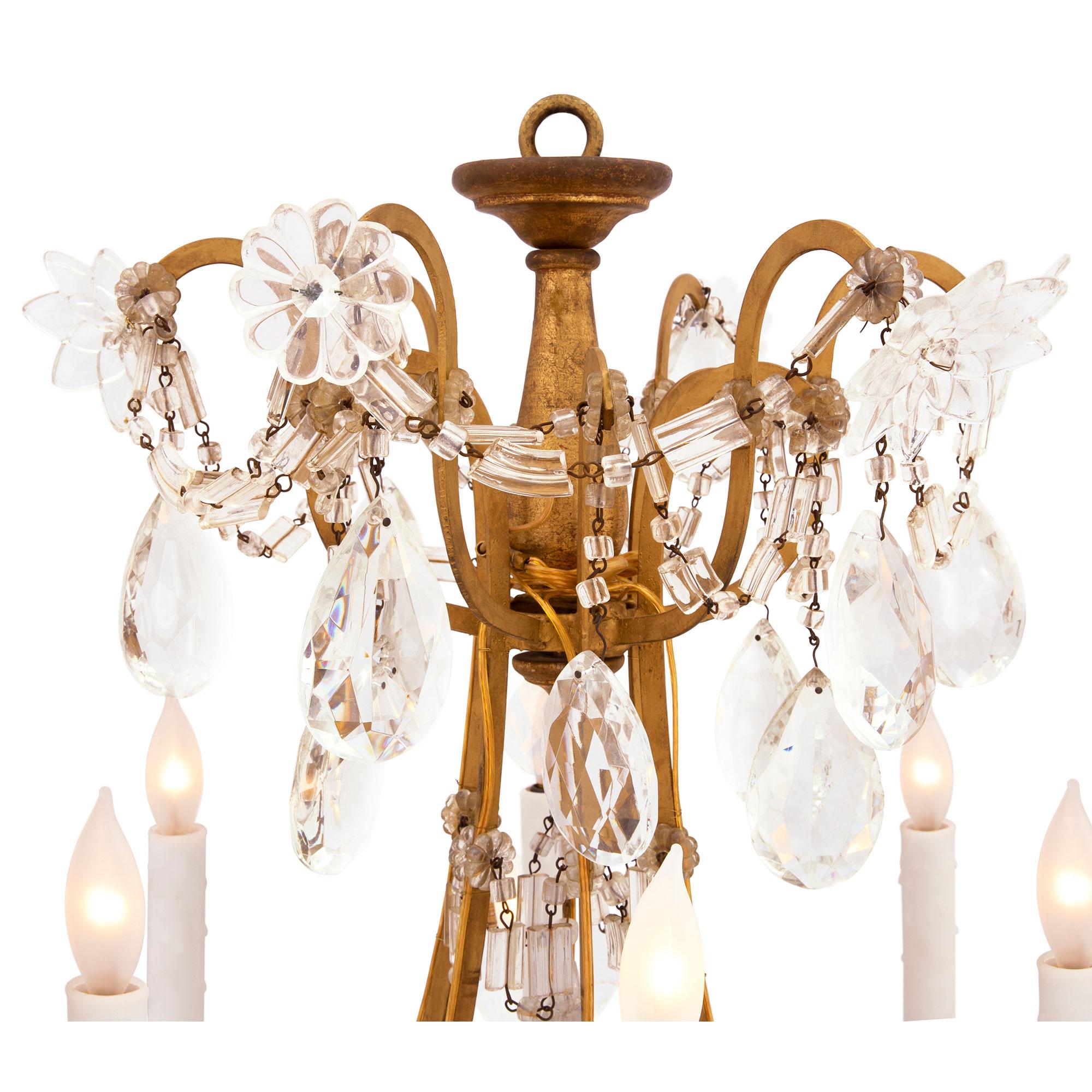 Gilt Pair of Italian 19th Century Louis XV St. Chandeliers For Sale