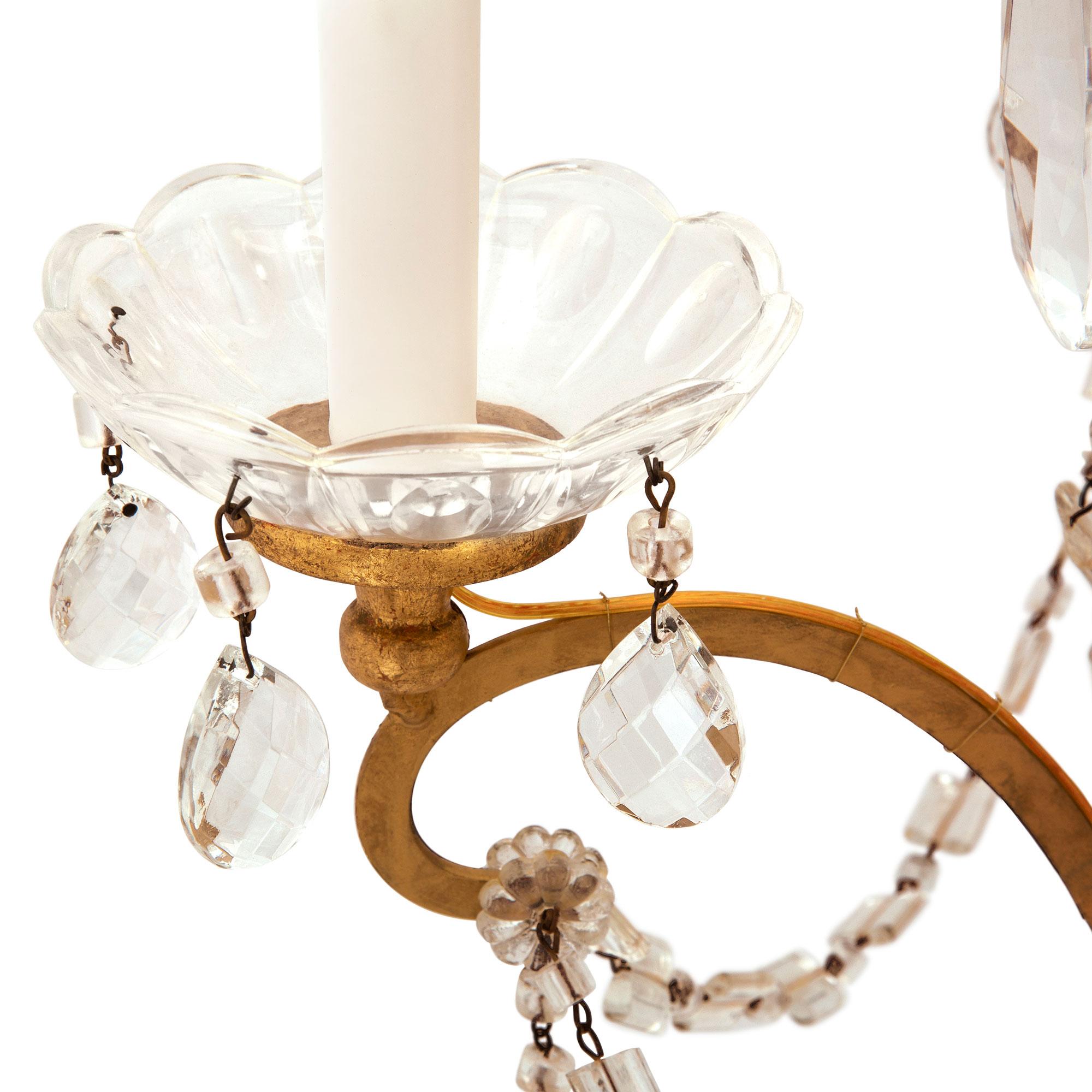 Metal Pair of Italian 19th Century Louis XV St. Chandeliers For Sale