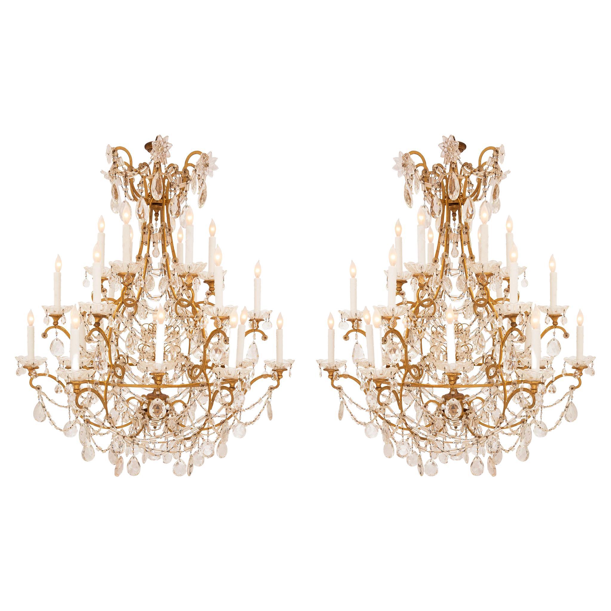 Pair of Italian 19th Century Louis XV St. Chandeliers For Sale