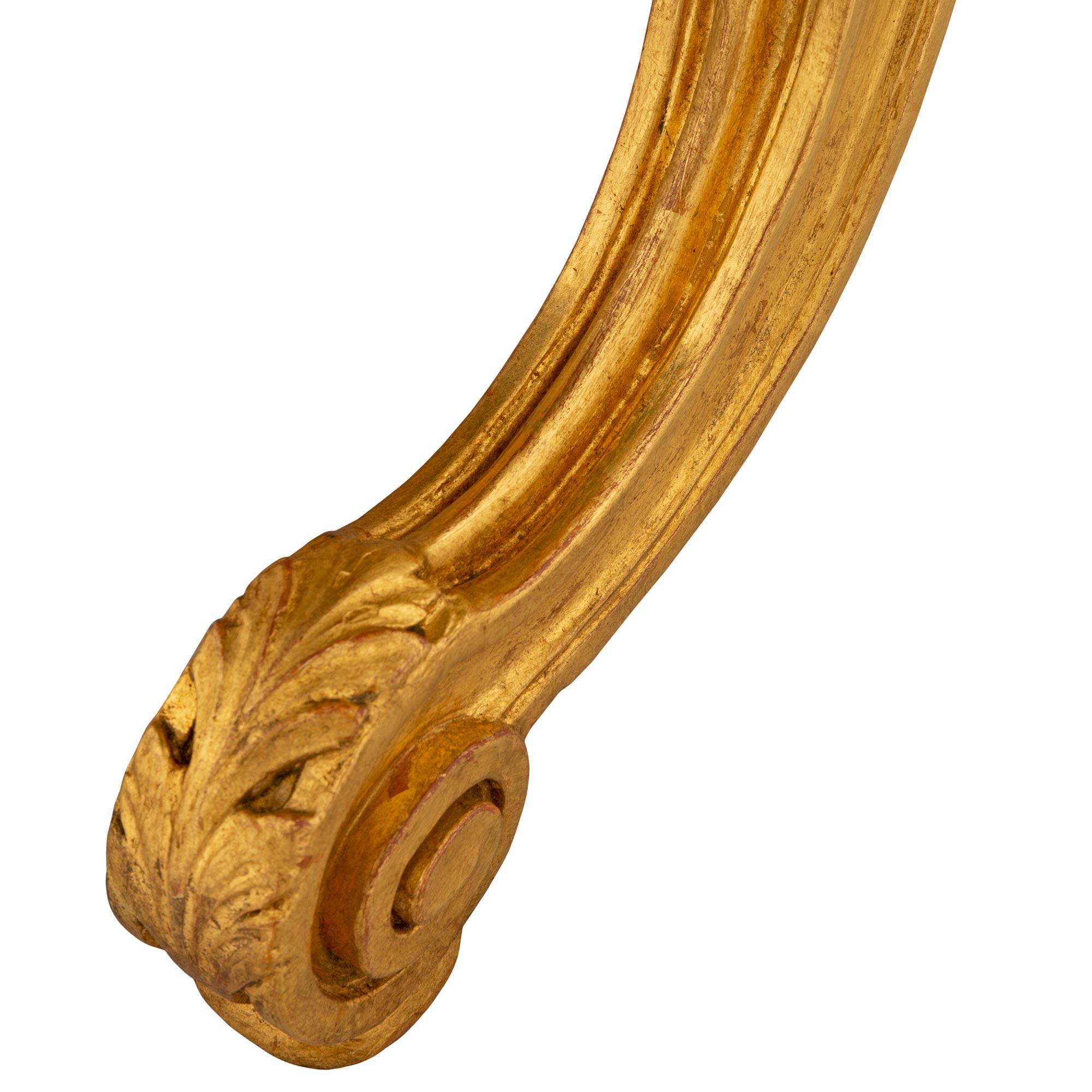 Coppia di panche in legno dorato Luigi XV del 19° secolo in vendita 3