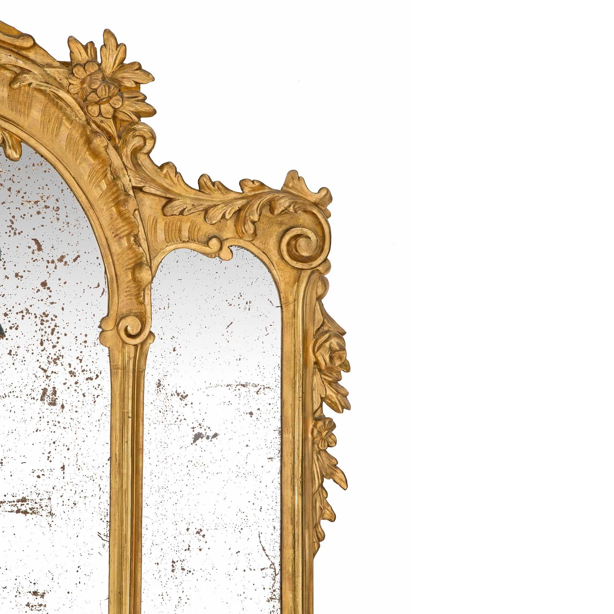 Pair of Italian 19th Century Louis XV St. Giltwood Mirrors 2