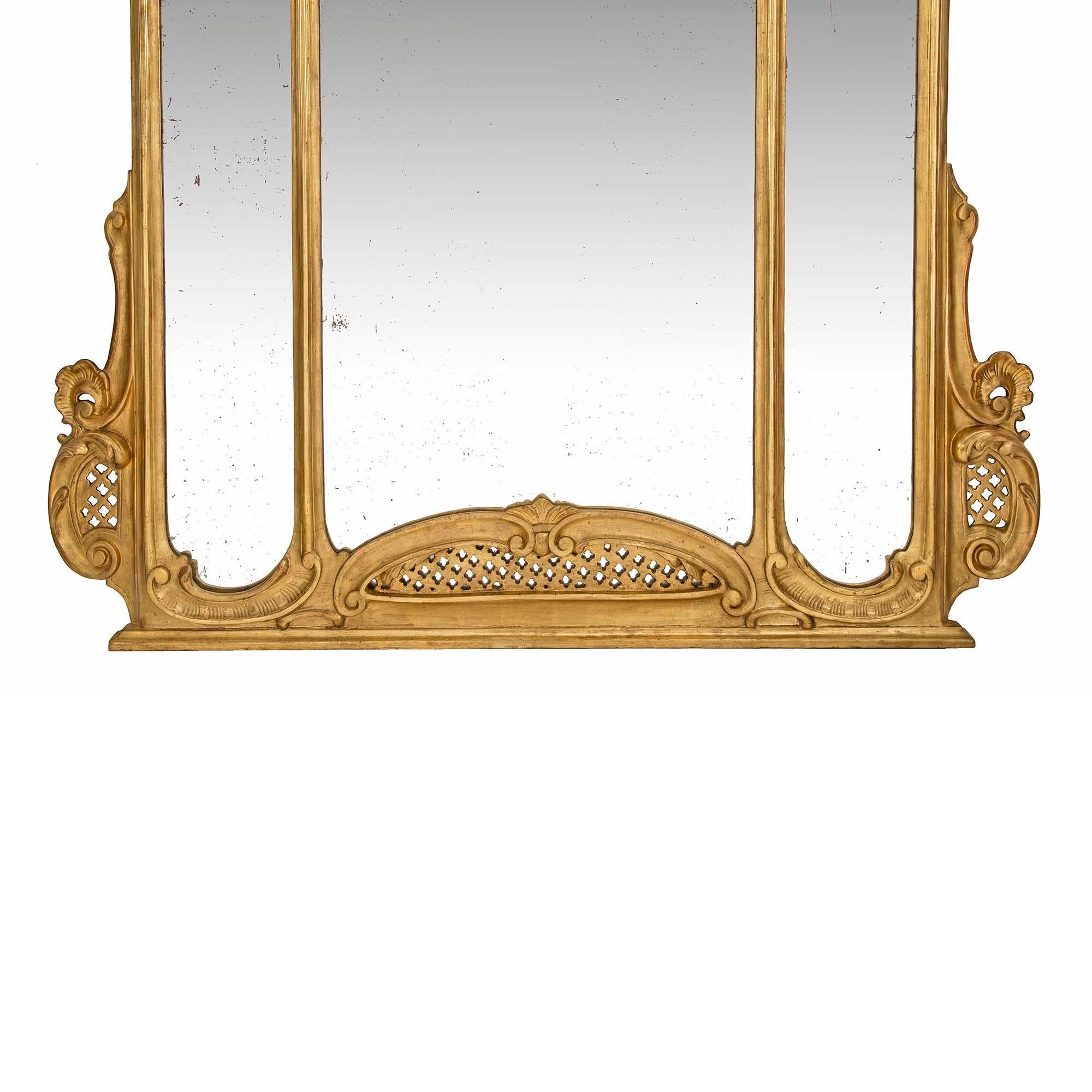 Pair of Italian 19th Century Louis XV St. Giltwood Mirrors 3