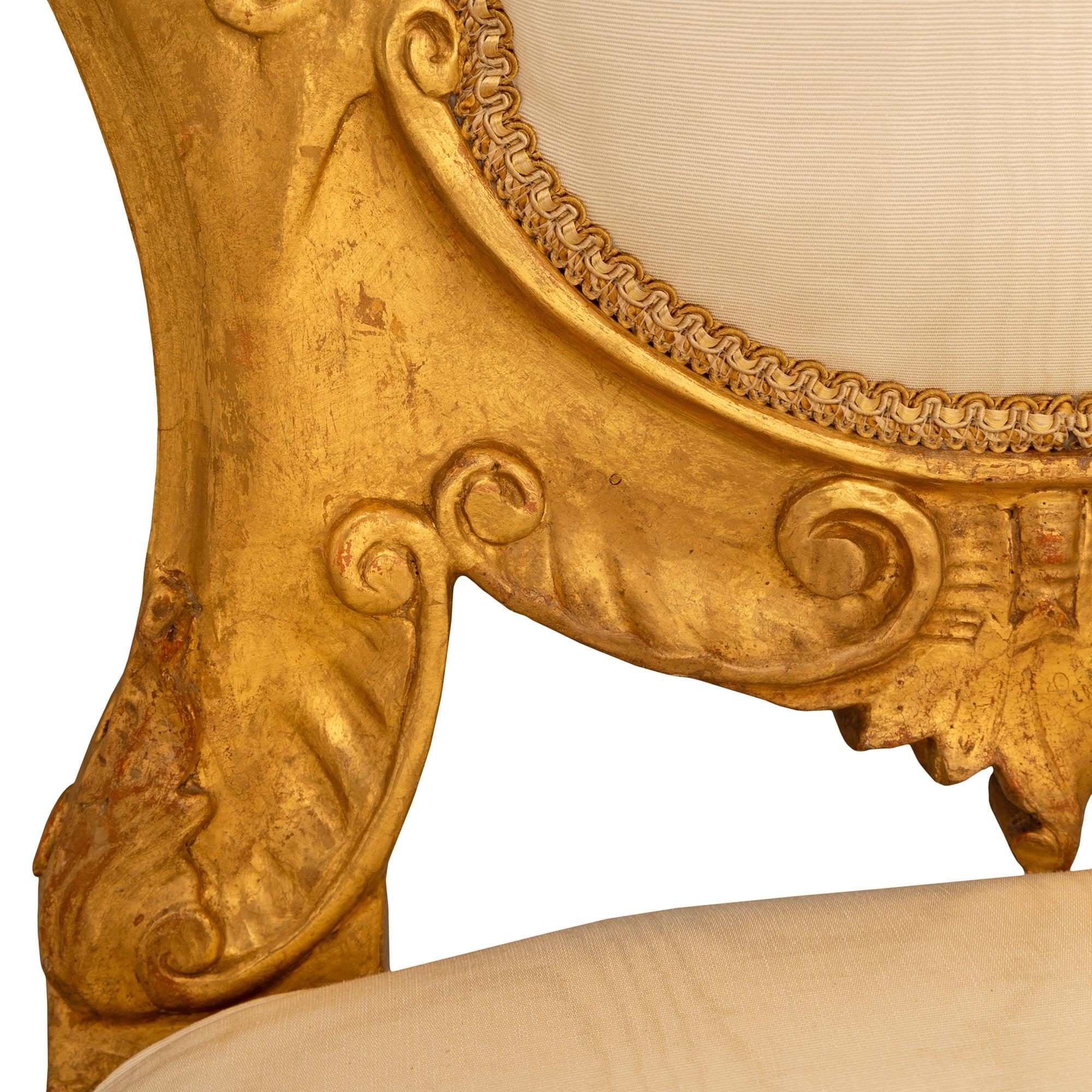 pair of Italian 19th century Louis XV st. Giltwood side chairs For Sale 1