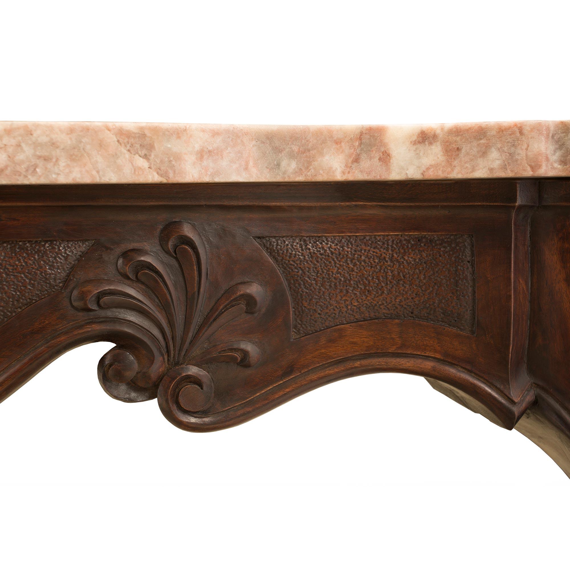 Pair of Italian 19th Century Louis XV St. Tuscan Freestanding Walnut Console For Sale 2