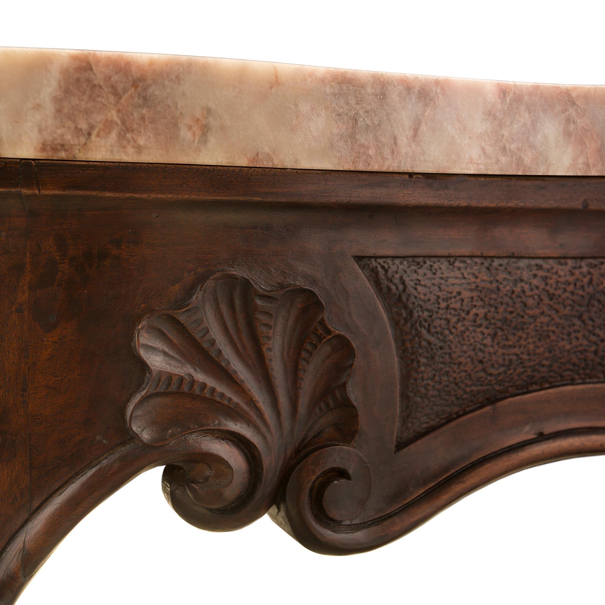 Pair of Italian 19th Century Louis XV St. Tuscan Freestanding Walnut Console For Sale 3