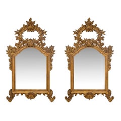 Pair of Italian 19th Century Louis XV Style Finely Carved Mecca Mirrors