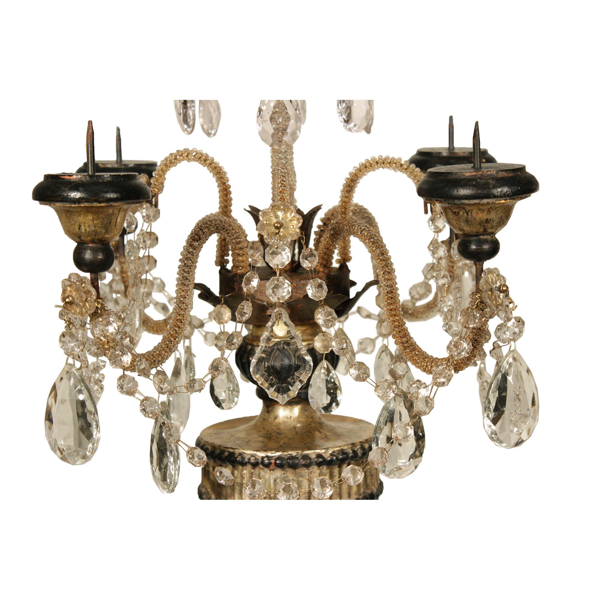 Painted Pair of Italian 19th Century Louis XVI St. Candelabras For Sale