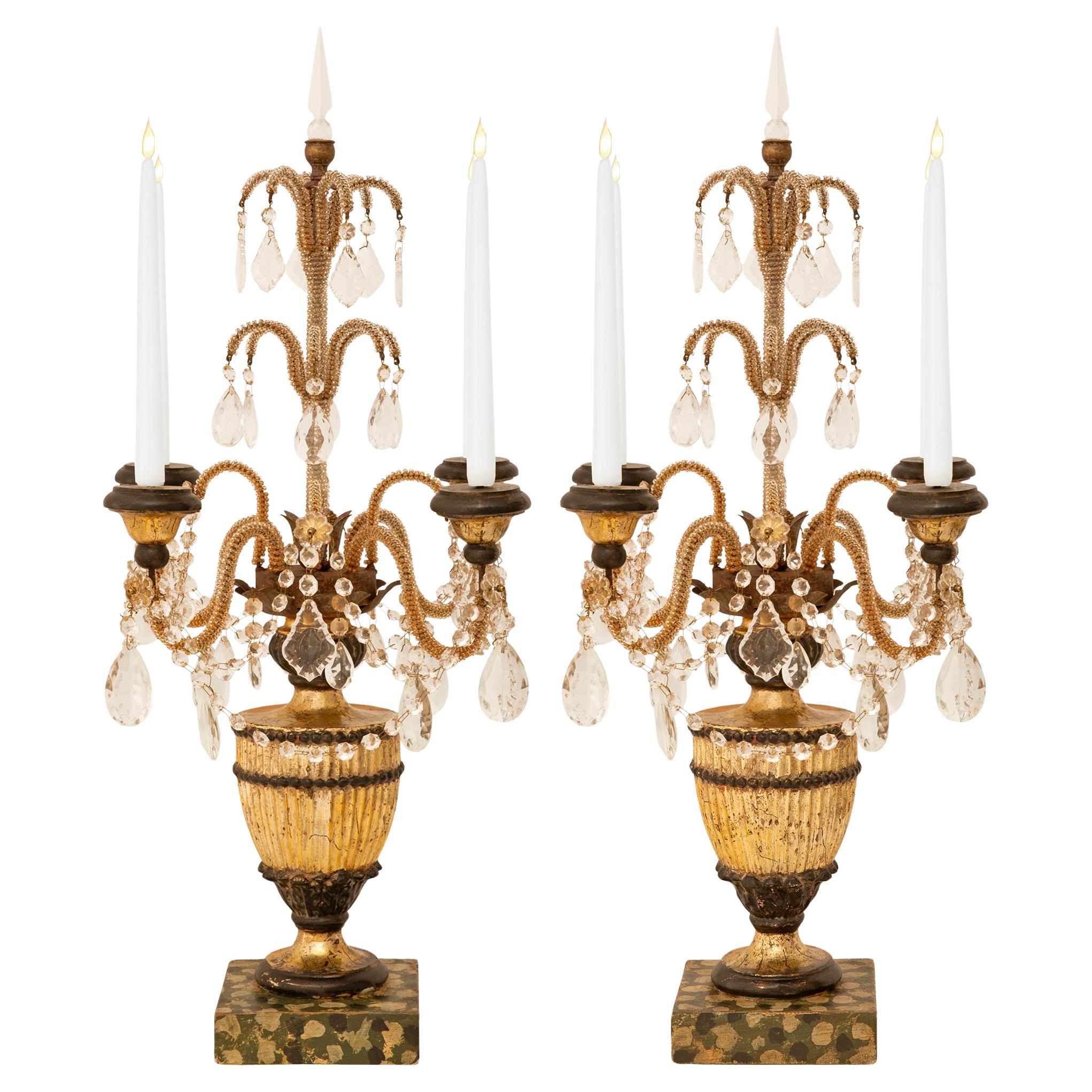 Paire de candélabres italiens Louis XVI du 19ème siècle en vente
