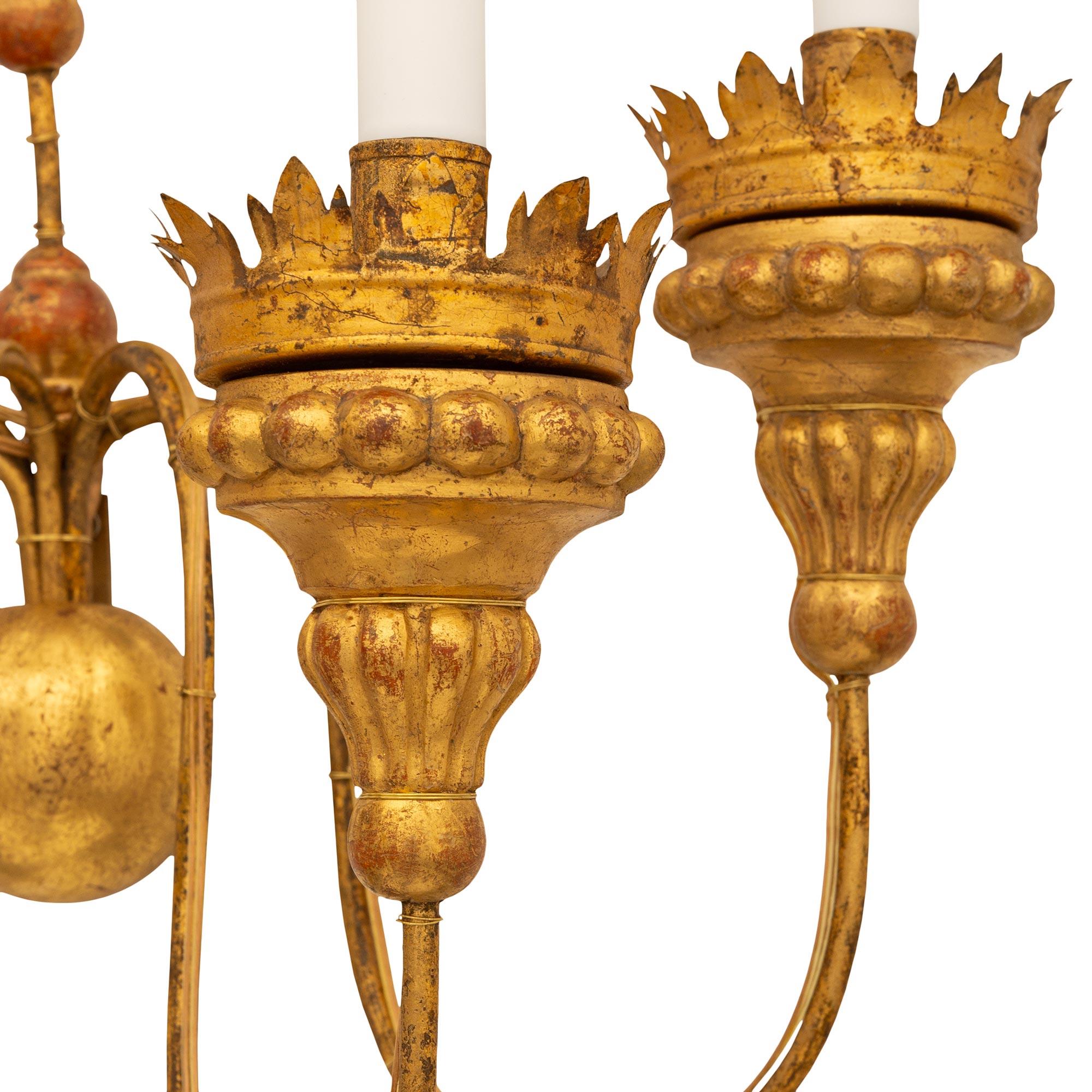 19th Century  pair of Italian 19th century Louis XVI st. Gilt Metal and Giltwood sconces For Sale